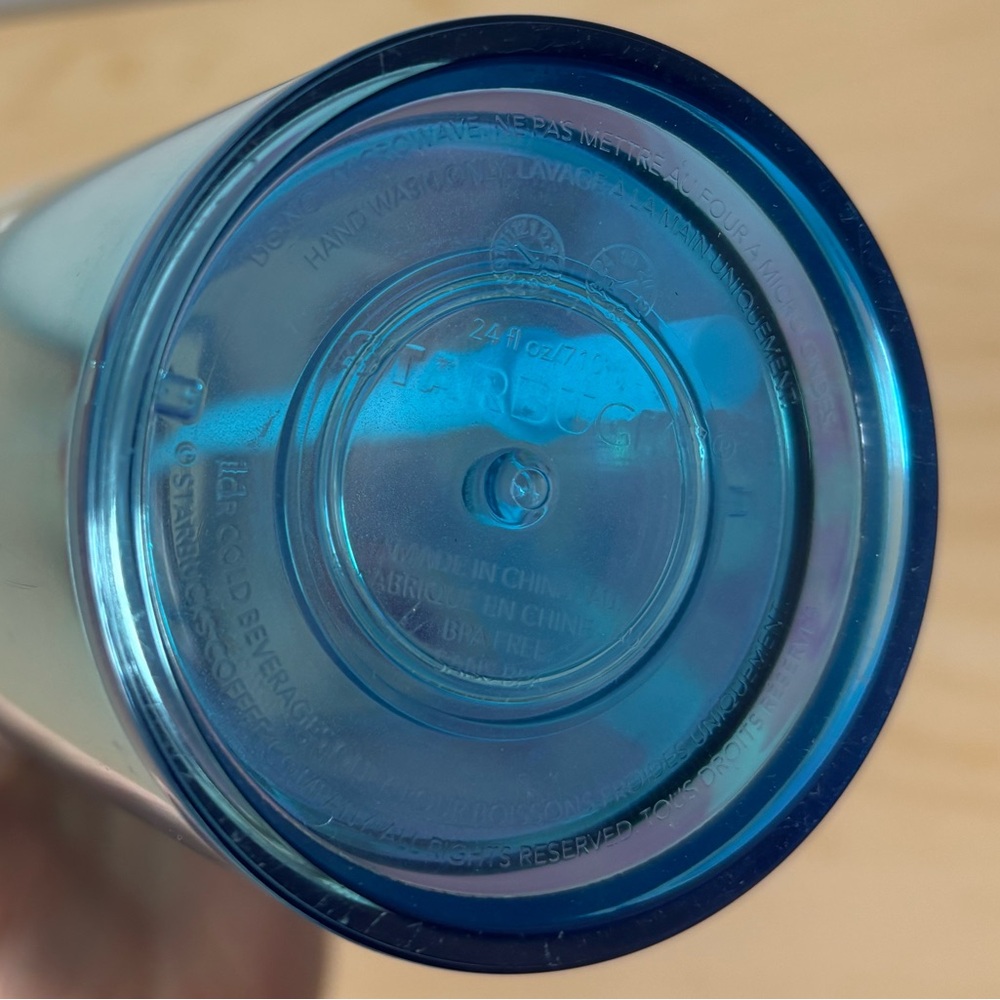 Starbucks 2023 Snowflake Iridescent Teal Blue Cold Cup -Light Blue Straw - 24 oz - Picture 6 of 7